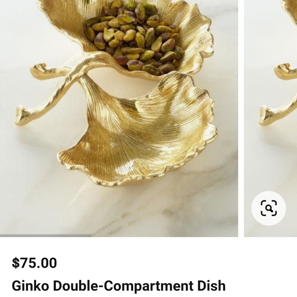 Ginko double compartment dish, serving dish , 2 leaf serving dish , silver servi